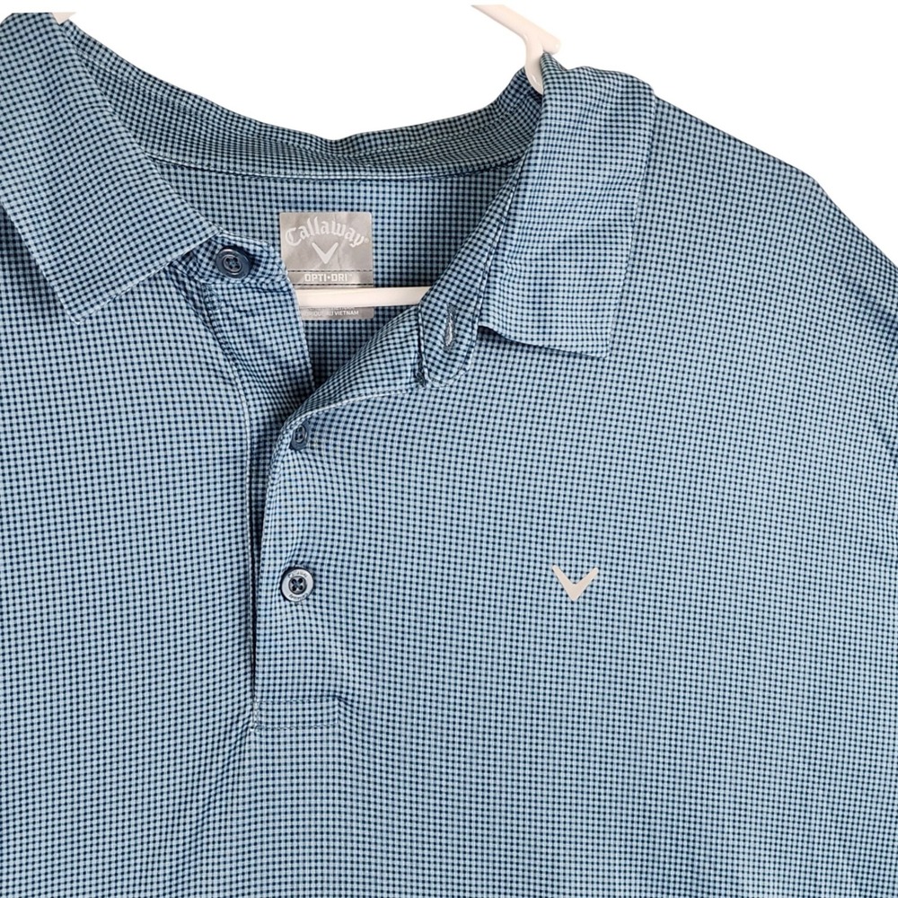 Callaway Opti-Dri Polo‎ Shirt Mens XL Blue Micro Check Golf Performance - Picture 3 of 10